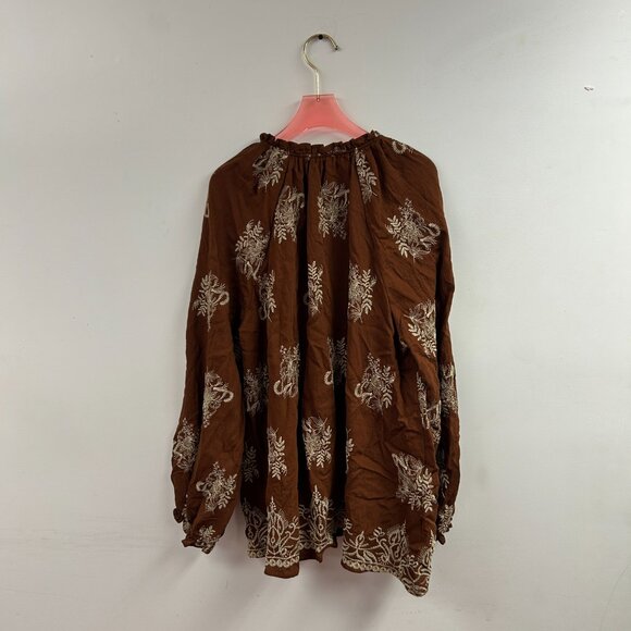 Embroidered Boho Blouse with Balloon Sleeves - WK1126 - Picture 2 of 2